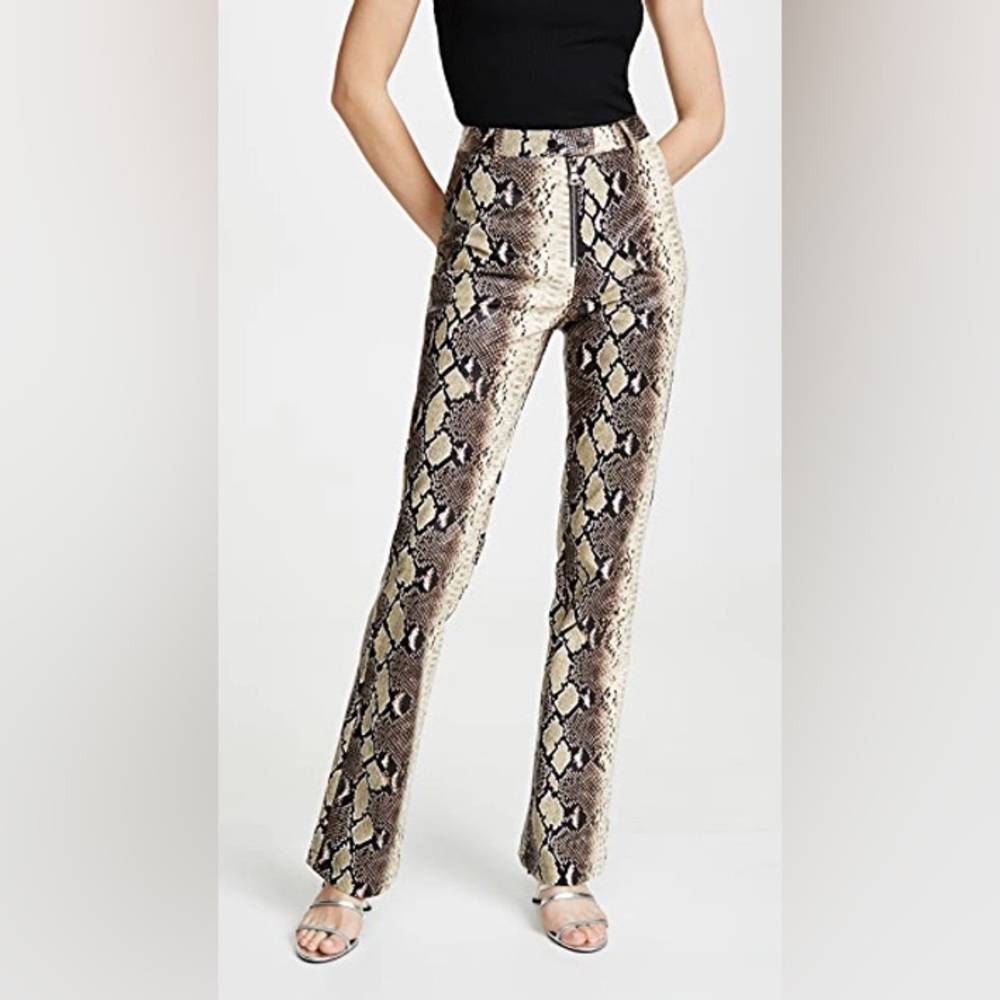 L.AM.GIA Brandy Faux Leather Snakeskin Print High Waist Pants Small